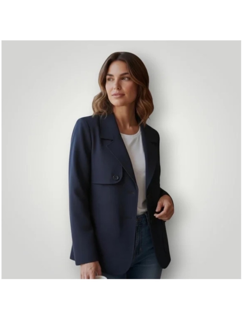J. Jill Wearever Blazer Jacker NWT 2X Navy Blue Lightweight Travel Work Vacation